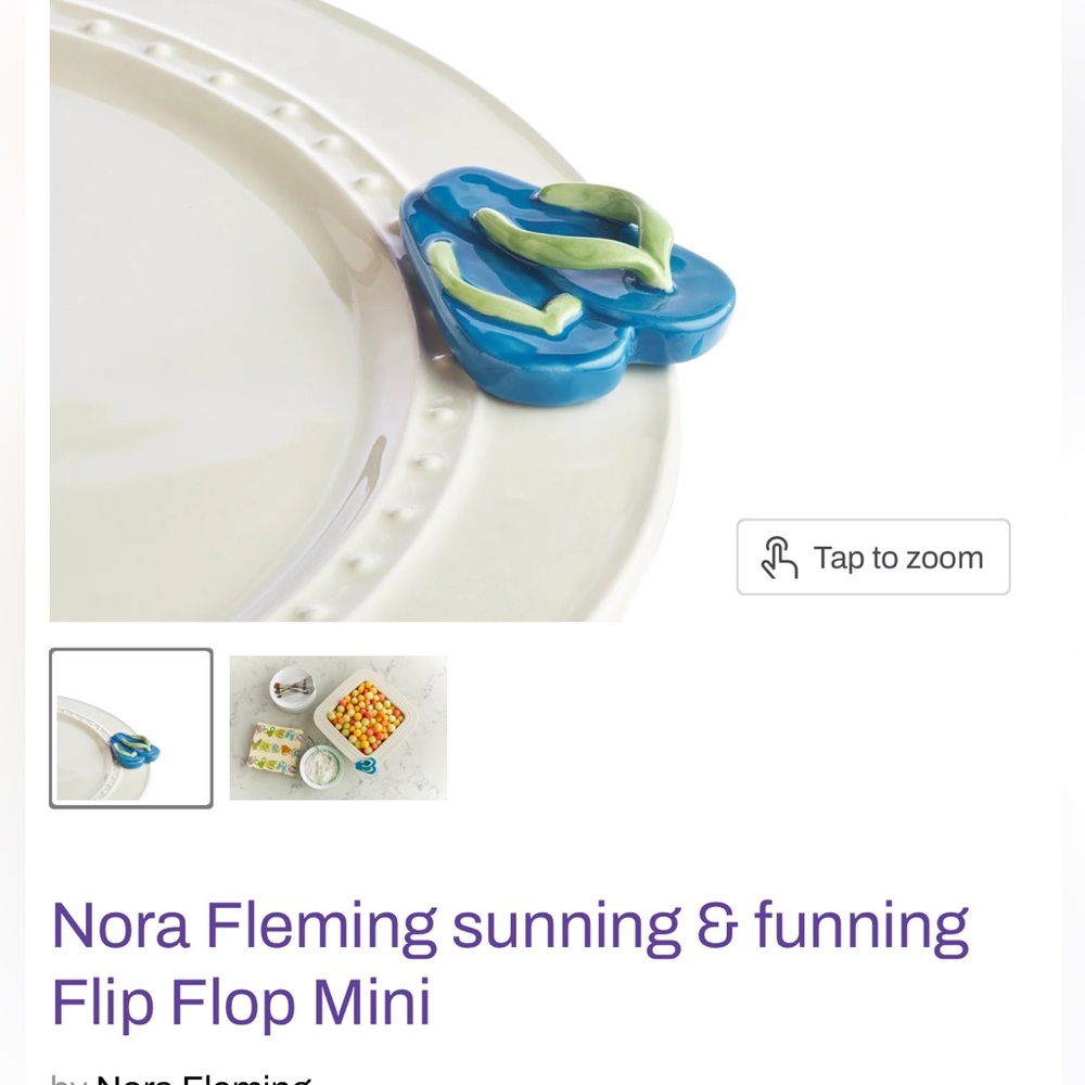 Nora Fleming Blue and Green Flip Flop Mini